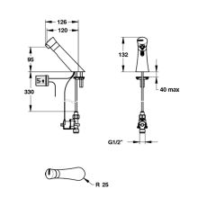 mains operated sensor tap dimensions