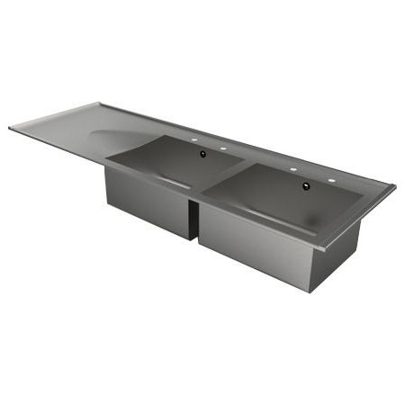 Inset Double Bowl Single Drainer Catering Sink Tops image