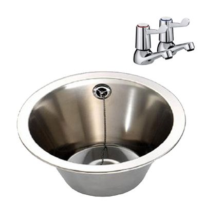 Stainless Steel 340mm Inset Wash Bowl With Lever Taps image