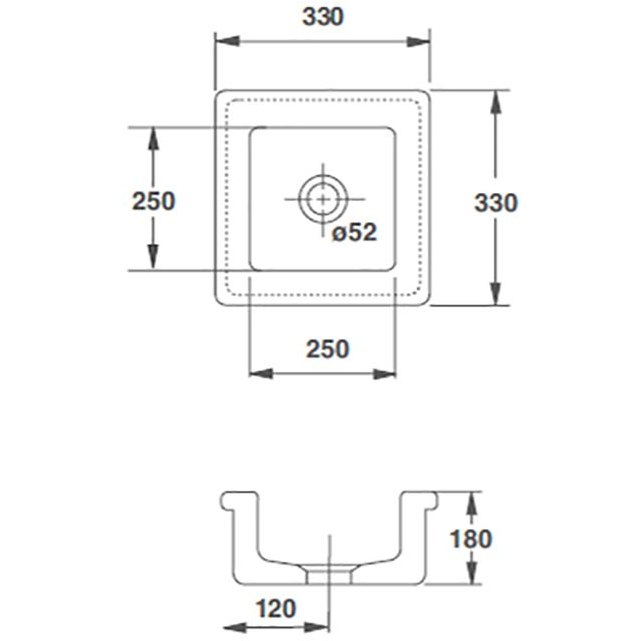 Washware Essentials Lab Sink 330mm x 330mm x 180mm Deep