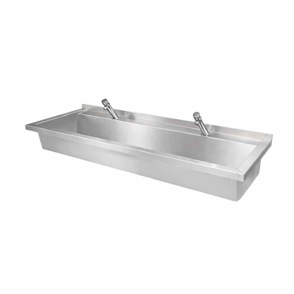 Commercial Wash Trough With Press Button Time Flow Taps