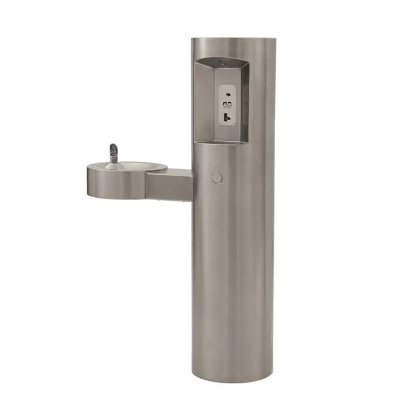 Outdoor Pedestal Bottle Filler With Drinking Fountain