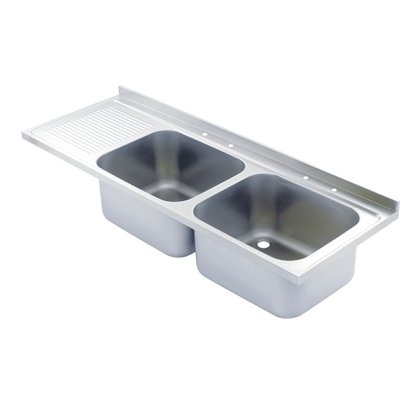 1800mm Double Bowl Single Drainer Catering Sink Tops 650mm Projection 1800mm Double Bowl Single Drainer Catering Sink Tops 650mm Projection