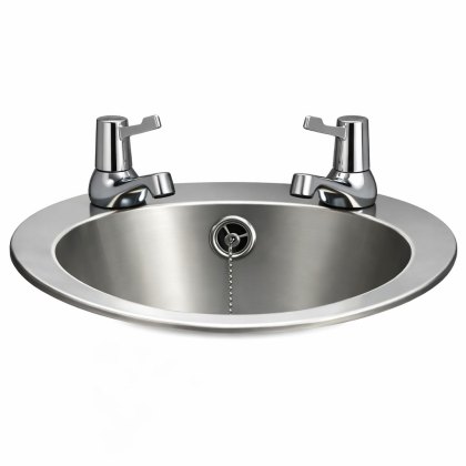 Stainless Steel Inset Wash Basin With Lever Taps