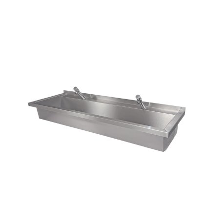 Commercial Wash Trough With Press Button Taps Commercial Wash Trough With Press Button Taps