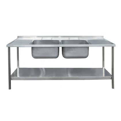 1800mm Double Bowl Double Drainer Catering Sink Top On Frame 650mm Projection 1800mm Double Bowl Double Drainer Catering Sink Top On Frame 650mm Projection