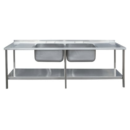 2400mm Double Bowl Double Drainer Catering Sink Top On Frame 650mm Projection 2400mm Double Bowl Double Drainer Catering Sink Top On Frame 650mm Projection