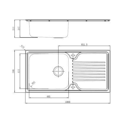 Inset Single Bowl Single Drainer Kitchen Sink