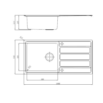 Inset Single Square Bowl Single Drainer Kitchen Sink Top