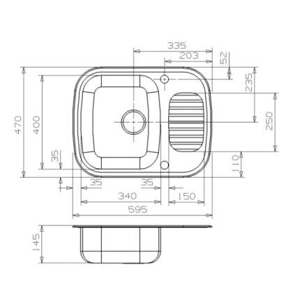 Inset Single Bowl With Half Drainer Sink Top