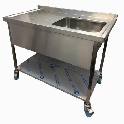Mobile Catering Sink Single Bowl Single Drainer 1200mm x 700mm
