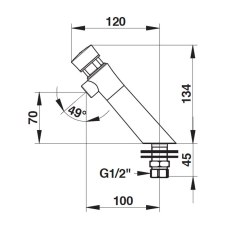 Angled Press Button Tap - Red Indice