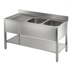 Catering Double Bowl Single Drainer On Frame 1500mm