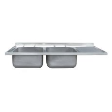 1500mm Double Bowl Single Drainer Catering Sink Tops 600mm Projection