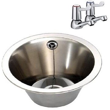 Stainless Steel 340mm Inset Wash Bowl With Lever Taps Stainless Steel 340mm Inset Wash Bowl With Lever Taps