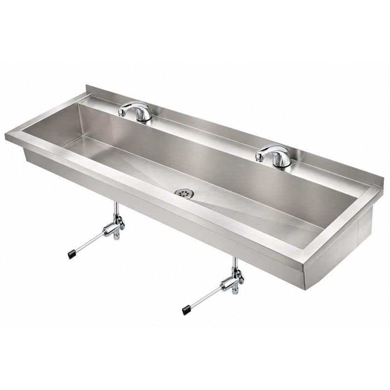 stainless steel wash trough with knee valves
