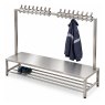 staff room bench with shoe and coat rack