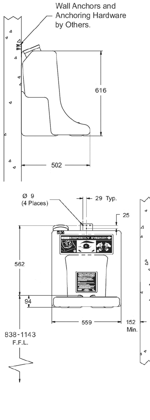 image of portable eye wash station sizes