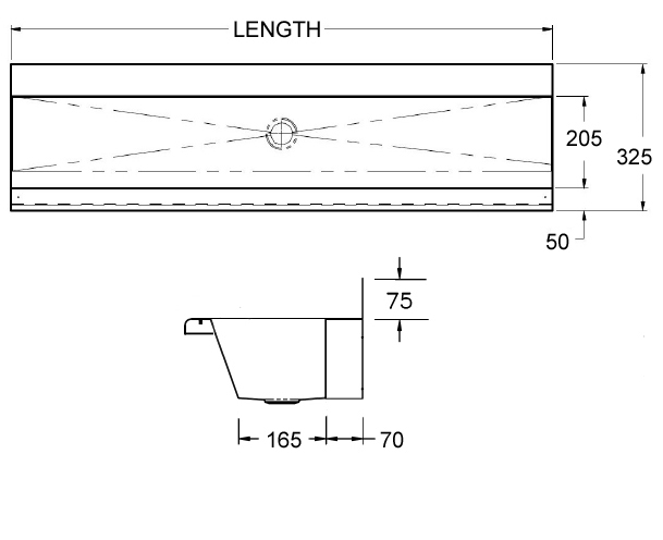 compact wash trough dimensions