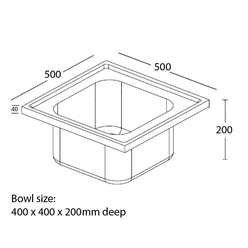 hospital 500mm sink bowl dimensions