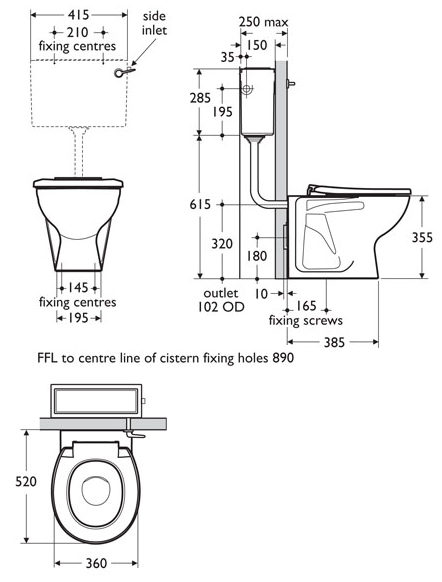 image of junior height toilet sizes