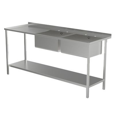 Double Bowl Single Drainer Catering Sink Unit image