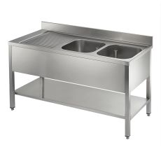 double bowl single drainer sink top with frame