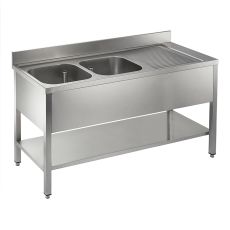 double bowl single right drainer sink top with frame