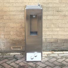 hands free bottle filler and drinking fountain installed