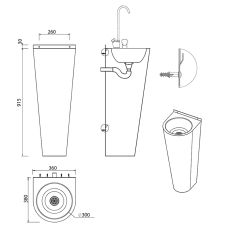 dimensions of floor standing drinking water filler