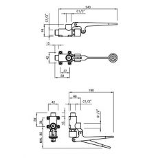 lever foot tap dimensions