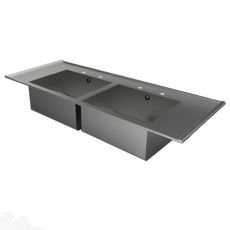 inset double bowl sink top