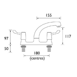 dimensions of lever deck mixer tap