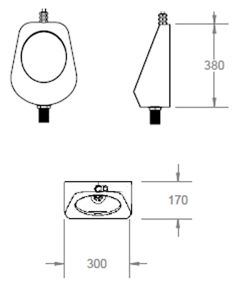 stainless steel round bowl urinal dimensions