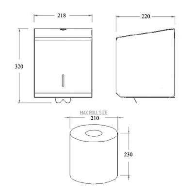 stainless steel centrefeed towel dispenser dimensions